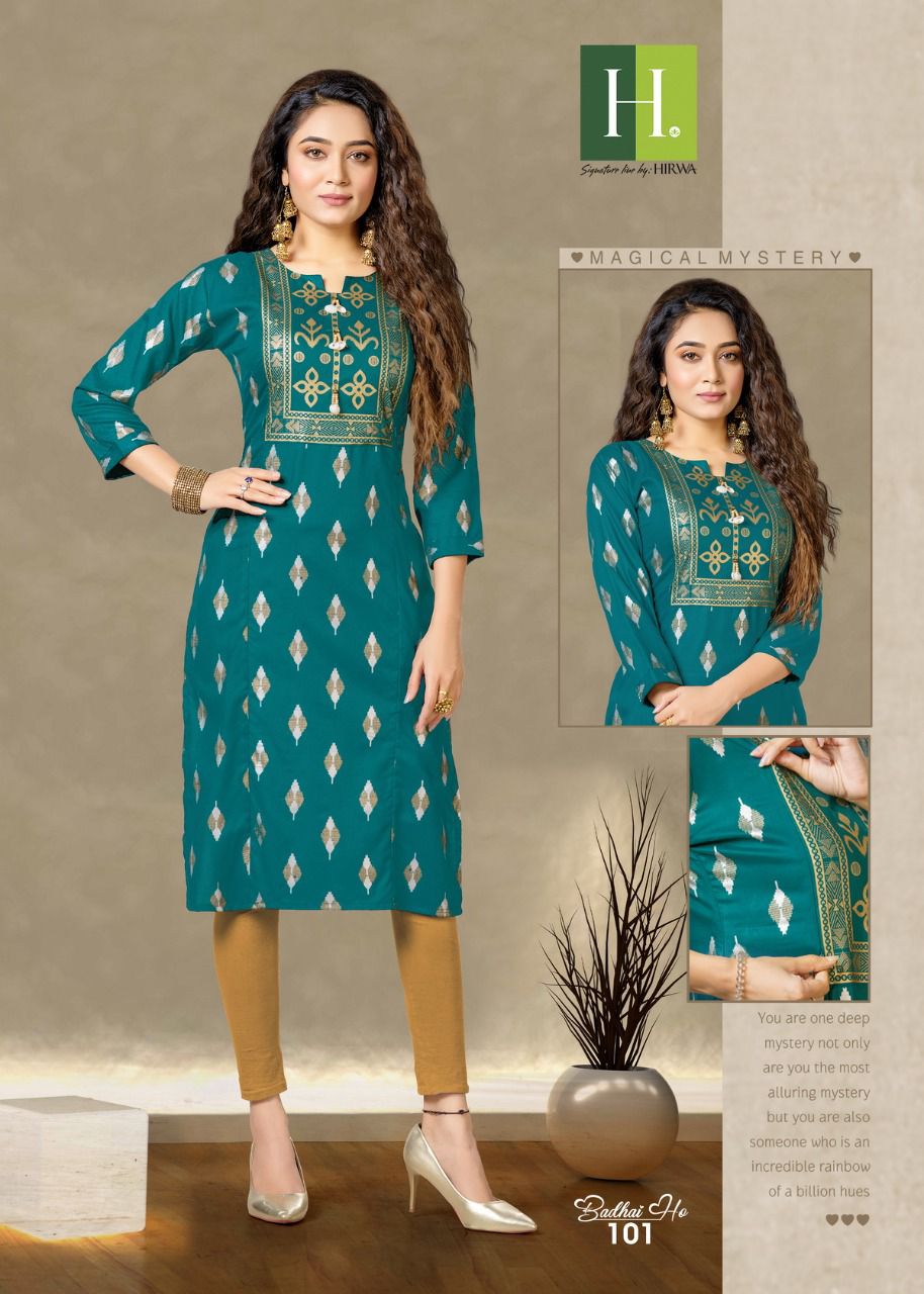 Hirva Badhai Ho Printed Regular Wear Kurtis Collection